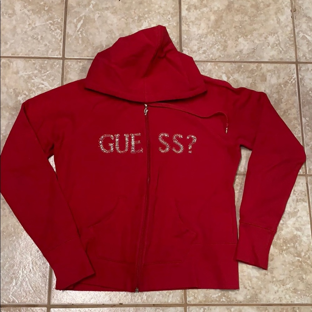 (SOLD) Women’s guess hoodie, rhinestone logo,XL